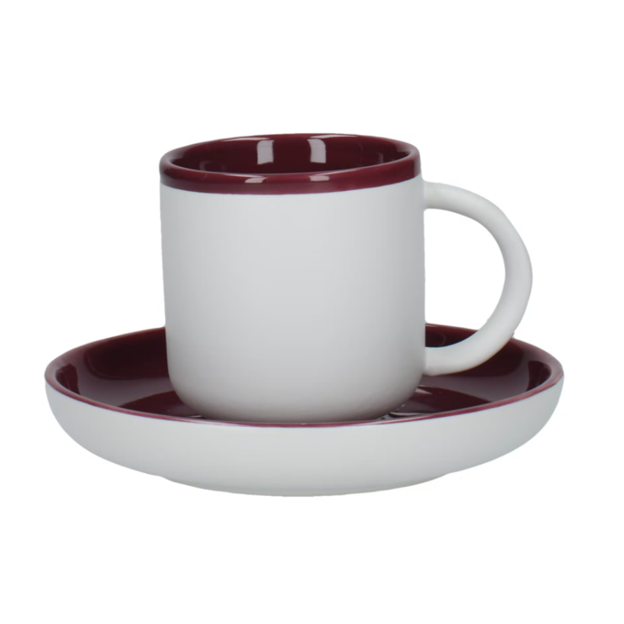 La Cafetiere Barcelona Plum 260ml Coffee Cup and Saucer Plum