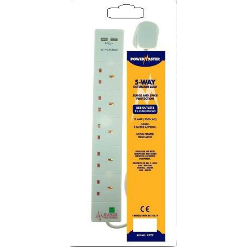 Powermaster 4 Gang 2 Metre Surge Protected Extension Lead.