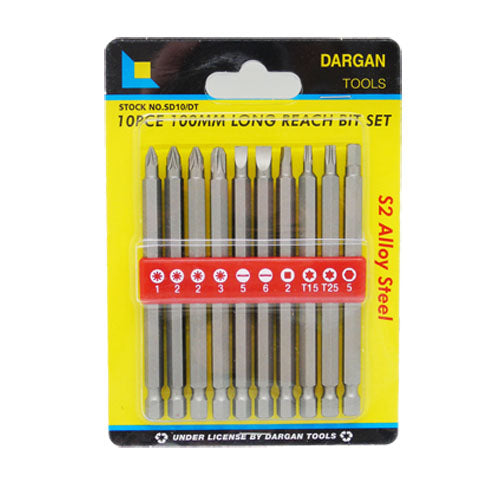 Dargan 10pce Long reach Screwdriver Bit Set