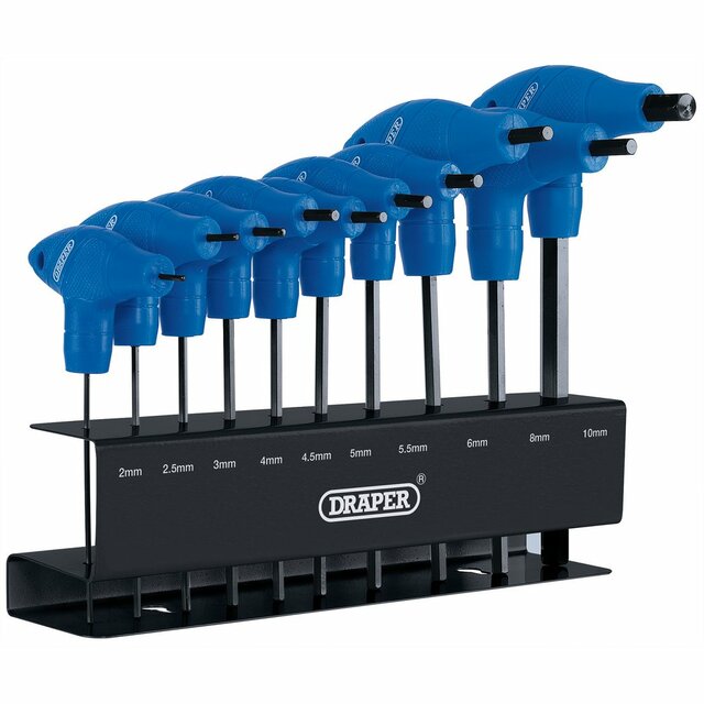 Draper Metric T-Handle Hexagon Key Set (10 Piece)