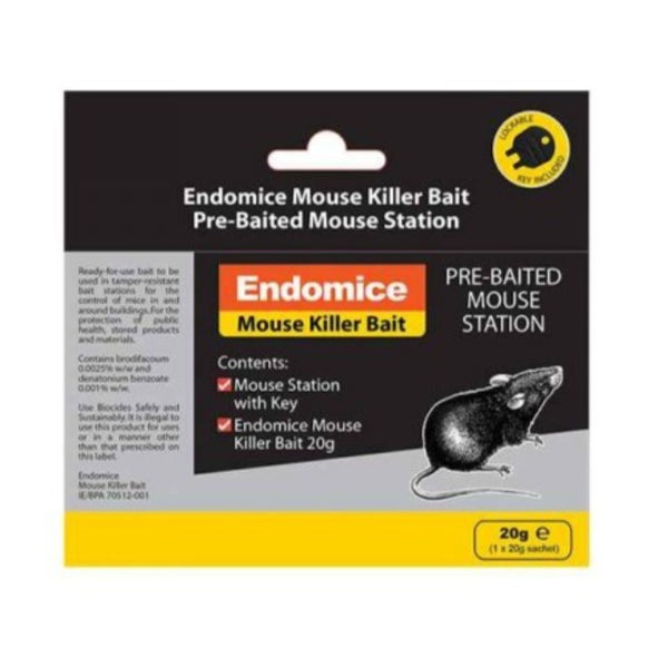 Endomice Mouse Killer Bait 20g Pre-Baited Mouse Station