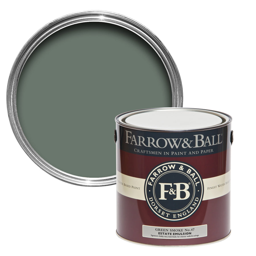 2.5L Estate Emulsion Green Smoke No.47 Farrow & Ball Paint Colour