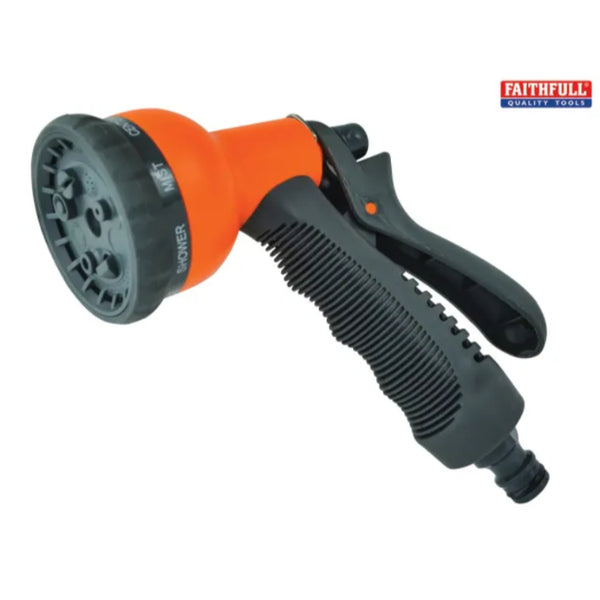 Faithfull Plastic 8 Pattern Adjustable Hose Spray Gun