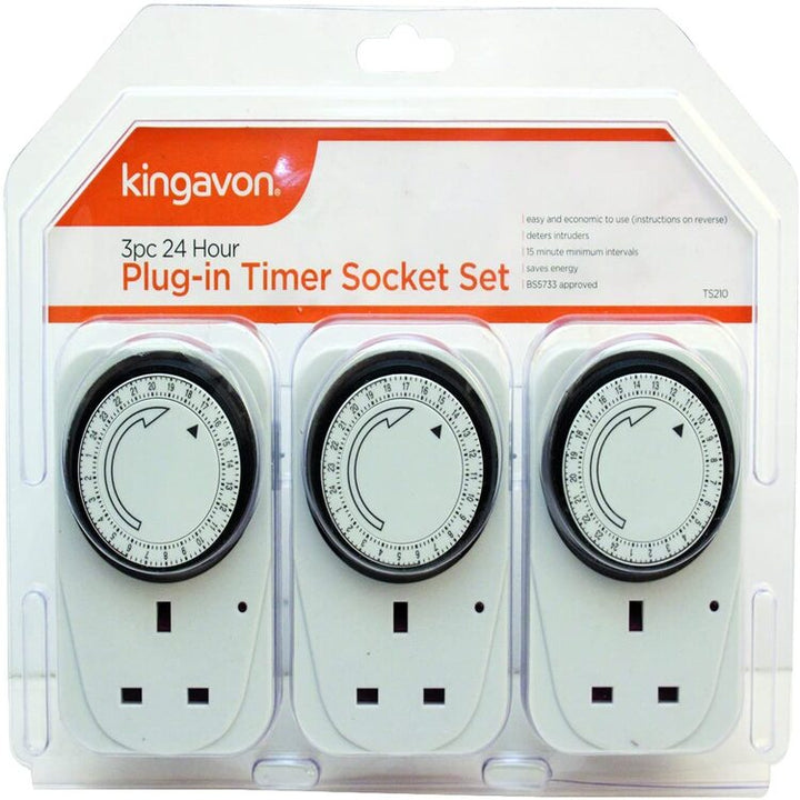 Kingavon 3pc 24 hour Plug in timer Socket Set