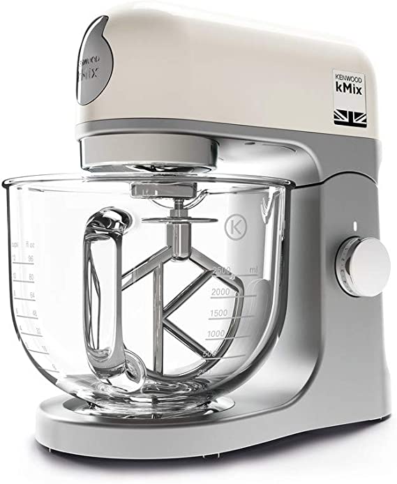 Kenwood KMix Stand Mixer for Baking, Stylish Kitchen Mixer with K-beater, Dough Hook and Whisk, 5 Litre Glass Bowl, Removable Splash Guard, 1000 W, Cream