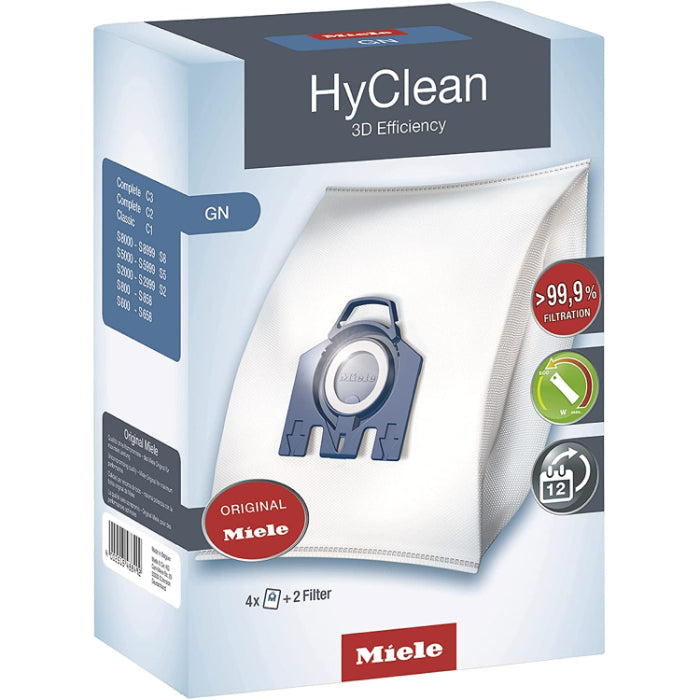 Miele 9917730 HyClean 3D Efficiency GN Dustbag with 4 Dustbags, Air Clean and Motor Filter, 2 Litre, Blue