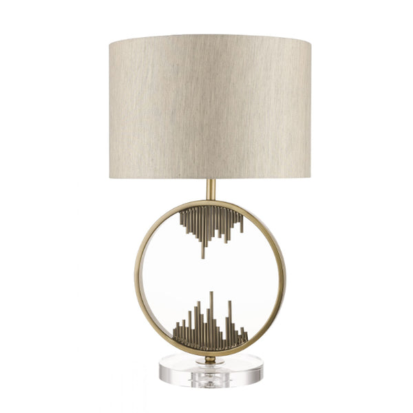 Manhattan Antique Brass and Crystal Table Lamp c/w Shade