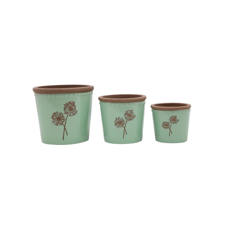 Lemonfield Pottery Green Floret Ceramic Planter