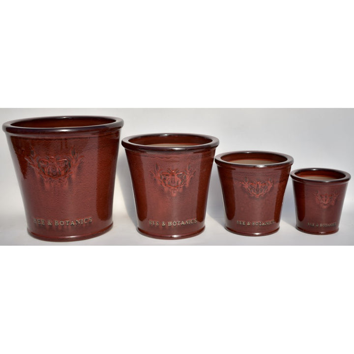 Lemonfield Pottery - Bee Botanic Glazed Ceramic Garden Planter, Red