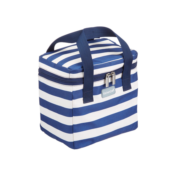 KitchenCraft Lulworth 5 Litre Blue Stripe Lunch / Snack Cool Bag