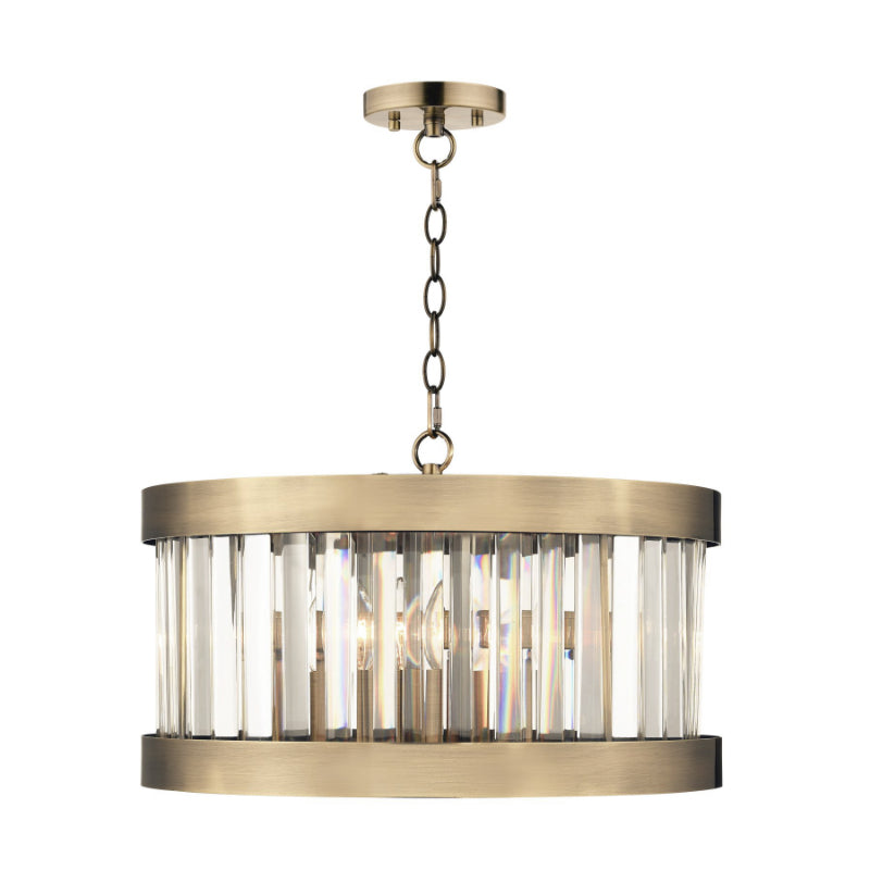 Pandora 3 Light Crystal Pendant Antique Brass Ceiling Light