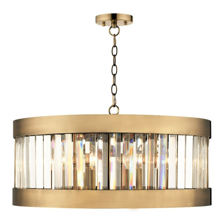 Pandora 5 Light Crystal Pendant Antique Brass Ceiling Light