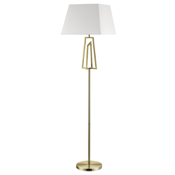 Plaza Antique Brass Floor Lamp c/w Square Shade