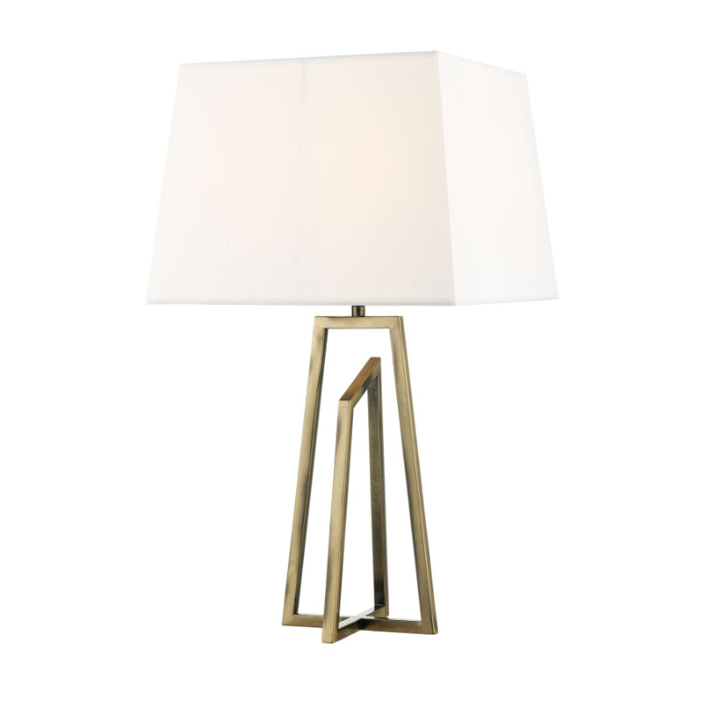 Plaza Antique Brass Table Lamp c/w Square Shade