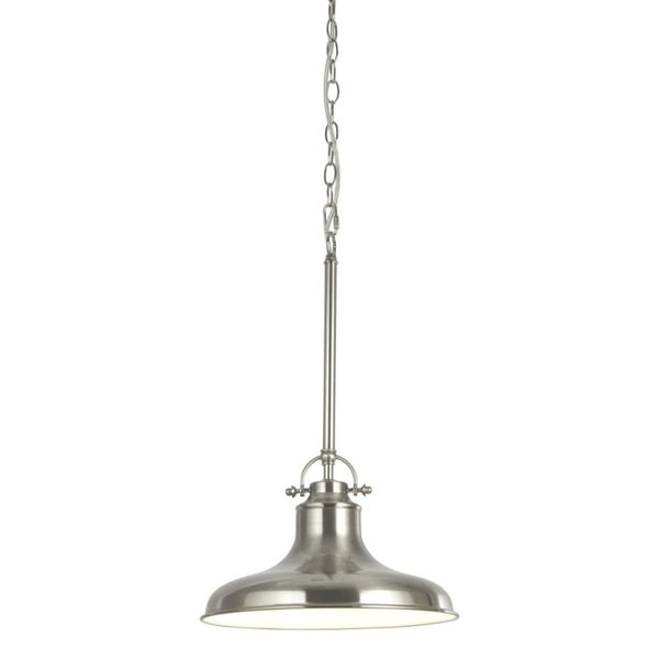 SEARCHLIGHT 3181SS Dallas 1 Light Industrial Pendant Satin Silver Ceiling Light