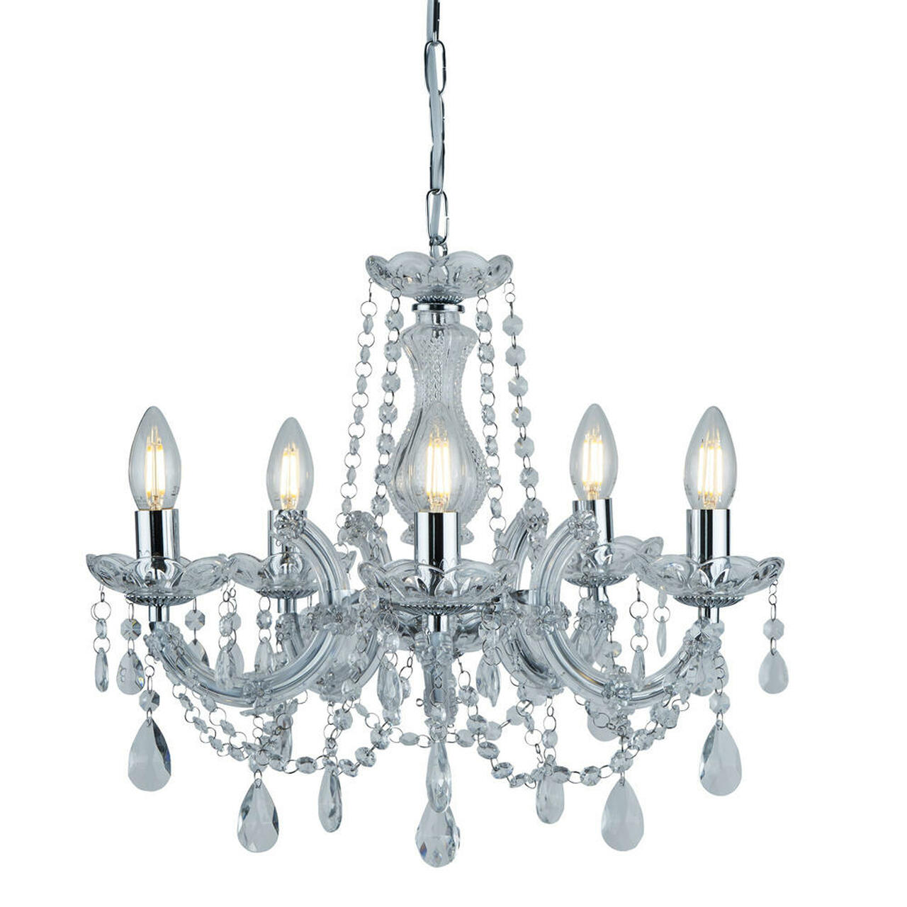 Marie Therese Chrome 5 Light Chandeliers