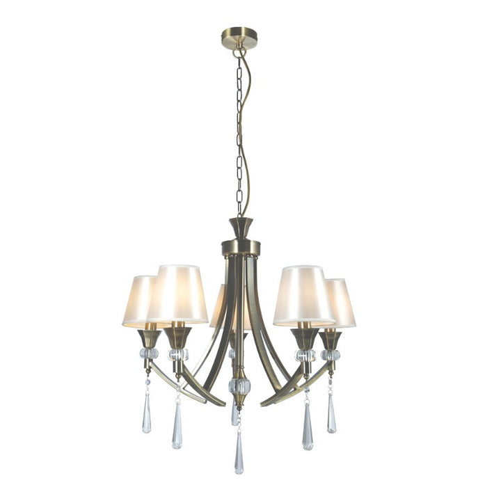 Sophia 5 Light Crystal Ceiling Light Antique Brass