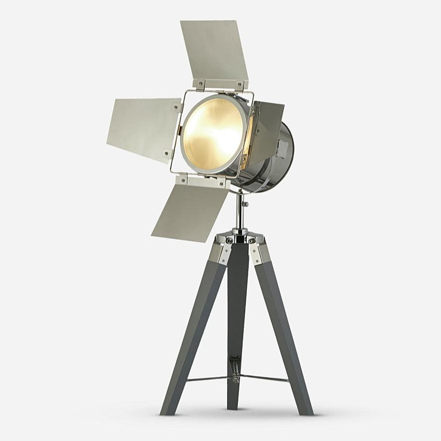 Chrome & Grey Spotlight Tripod Table Lamp
