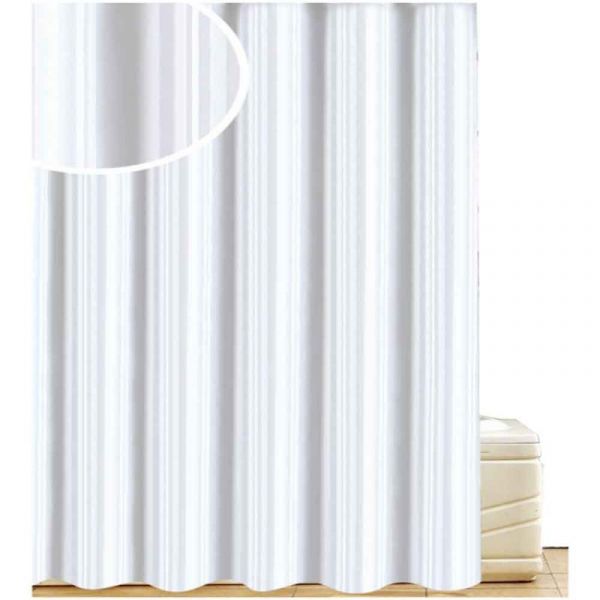 Blue Canyon White Satin Stripe Shower Curtain - 180cm