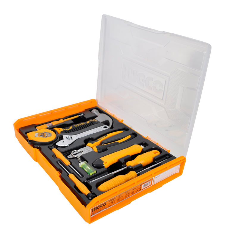 Ingco 11 Piece Tool Set - Claw Hammer. Combination Pliers, Adjustable Wrench